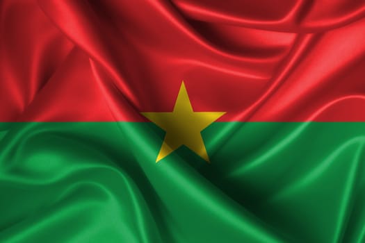 Realistic wavy flag of Burkina Faso.