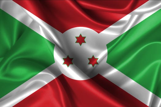 Realistic wavy flag of Burundi.