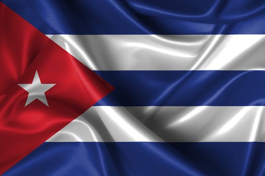 Realistic wavy flag of Cuba.