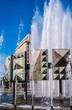 fountain at the Strausberger Platz in Berlin