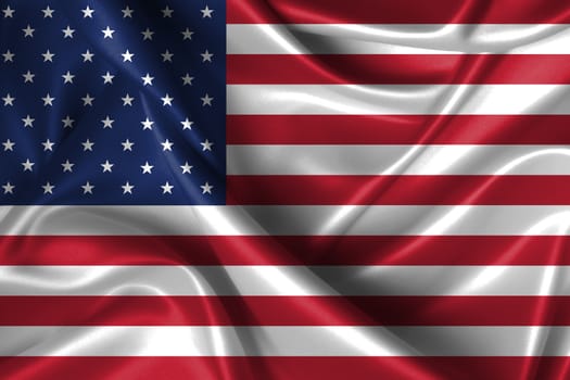 Realistic wavy flag of United States of America.