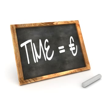 A Colourful 3d Rendered Blackboard Concept of Time = Money Euro