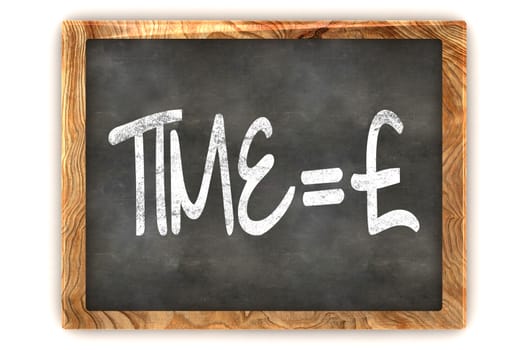 A Colourful 3d Rendered Blackboard Concept of Time = Money Pound