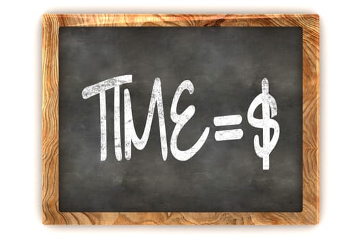 A Colourful 3d Rendered Blackboard Concept of Time = Money Dollar