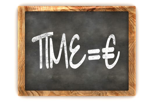 A Colourful 3d Rendered Blackboard Concept of Time = Money Euro