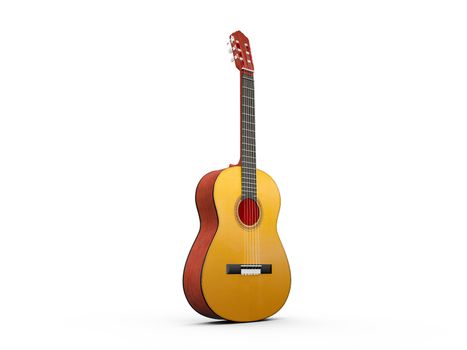 Classical guitar, isolated on white background.