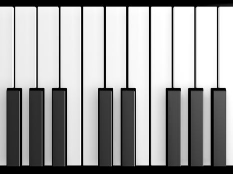 Shiny piano keys on grand piano.