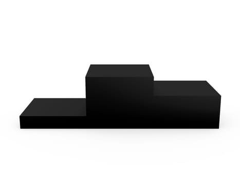 Black empty winner podium, isolated on white background.