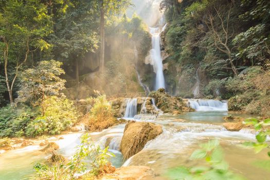 Beautiful Kuang Si waterfalls at Laos.