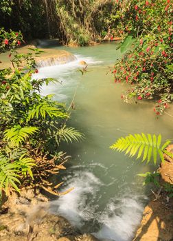 Beautiful Kuang Si waterfalls at Laos.