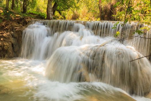 Beautiful Kuang Si waterfalls at Laos.