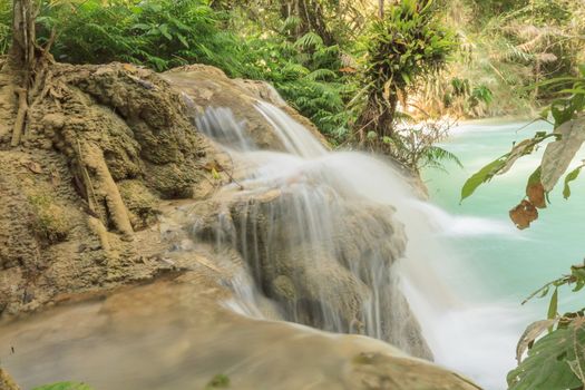 Beautiful Kuang Si waterfalls at Laos.