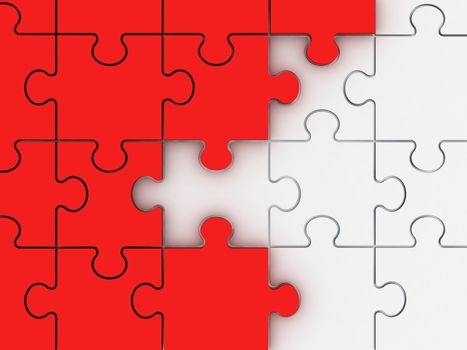 Incomplete concept, red jigsaw puzzle pieces.