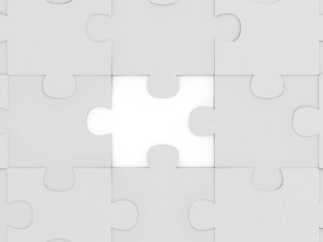 Missing piece of puzzle, isolated on white background.