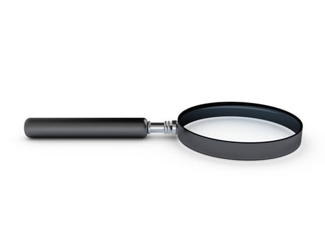 Magnifying glass, side view, isolated on white background.