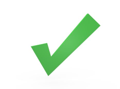 Green check mark, isolated on white background.