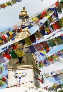 Mantras at Swayambhunath stupa temple on the outskirts of Kathmandu, Nepal