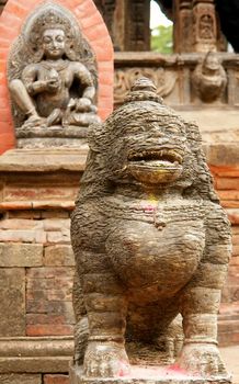 Durbar Square building - Hindu temples in the ancient city, valley of Kathmandu. Nepal
                          