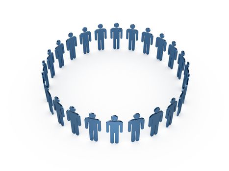 Teamwork concept, blue social men, isolated on white background.