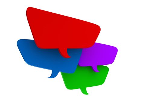 Social speech bubbles, different colors, isolated on white background.