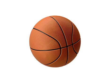 Basketball in orange with black stripes, isolated on white background