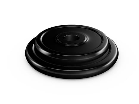 Black dumbell disks for exercise, isolated on white background.