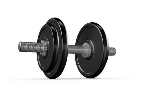Black dumbells for exercise, isolated on white background.