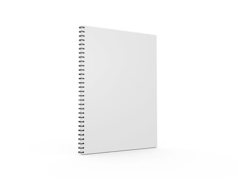 Blank white ruled notebook, ring binder, isolated on white background.