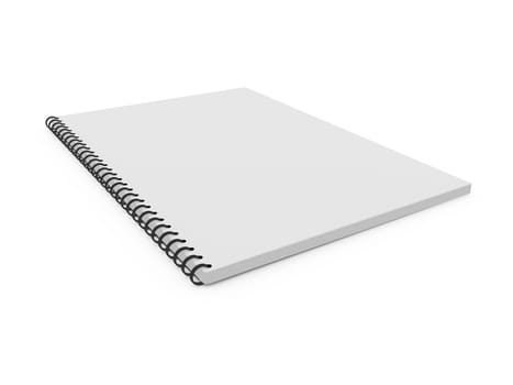 Blank white ruled notebook, ring binder, isolated on white background.