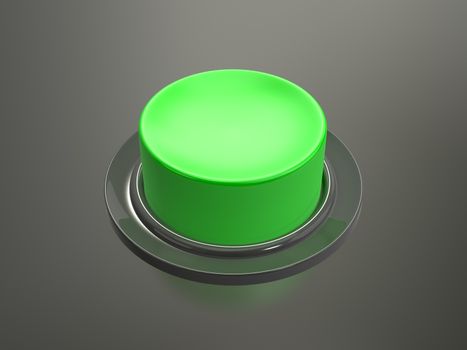 Blank green shiny button on dark background.