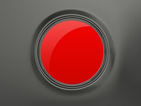 Blank red circular shiny button on dark background.