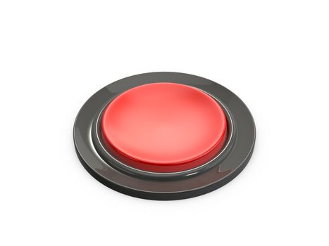 Blank red shiny button, isolated on white background.