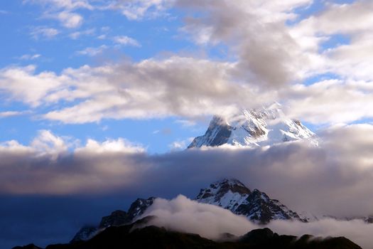 View of Annapurna mountain, trek to base camp conservation area, Nepal