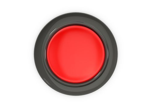 Top view of blank red button, isolated on white background.
