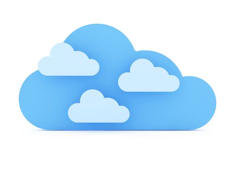 Blue clouds, isolated on white background.