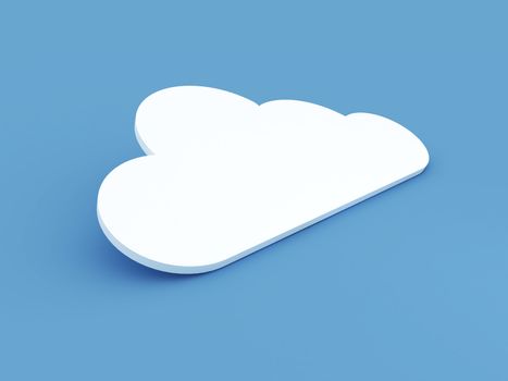 Cloud computing concept with white cloud on blue background.