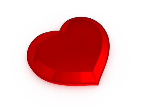 Heart with reflection, isolated on white background.