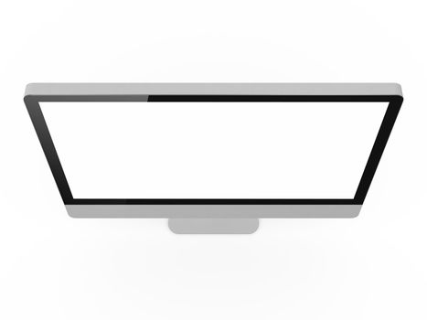 Blank desktop computer screen, isolated on white background.