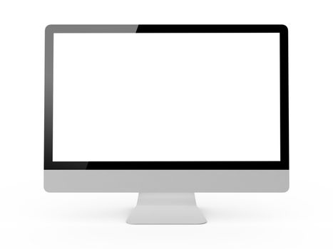 Blank desktop computer screen, isolated on white background.