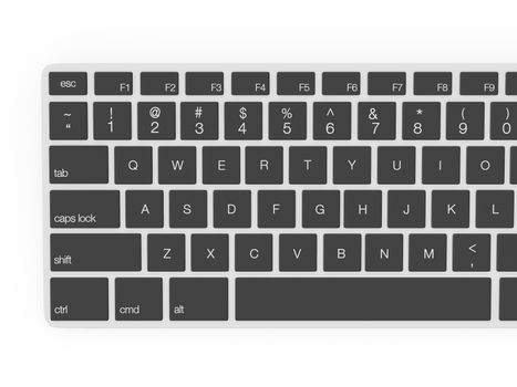 Keyboard with dark keys, isolated on white background.