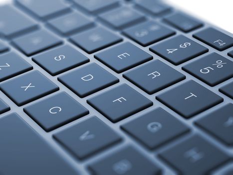 Keys with blue color keyboard, depth of field.