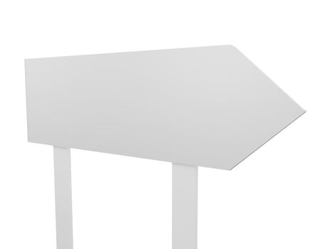Blank, white road sign template, isolated on white background.