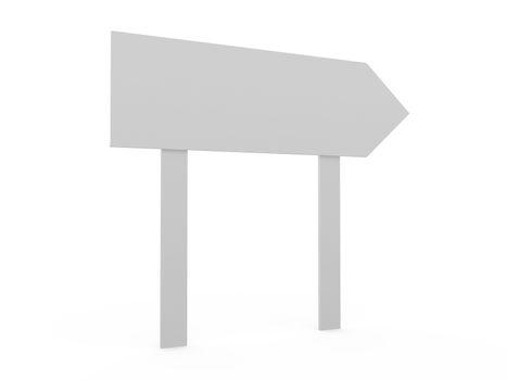 Blank, white right arrow road sign template, isolated on white background.