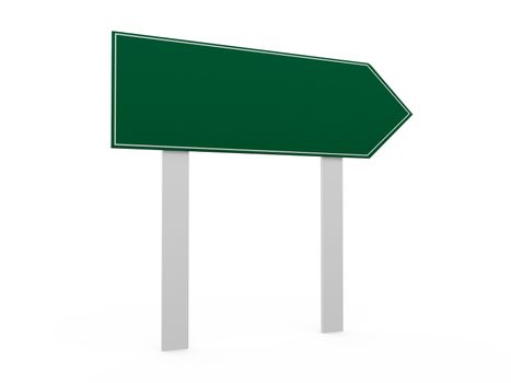 Blank, green right arrow road sign template, isolated on white background.