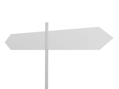 Blank, white crossroad signs template, isolated on white background.