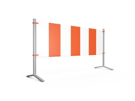 Road barrier or construction sign with lights, isolated on white background.