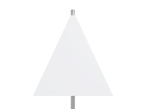 Close up to triangle traffic sign, isolated on white background.