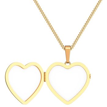 Gold heart shaped locket on chain isolated on white background. High resolution 3D image