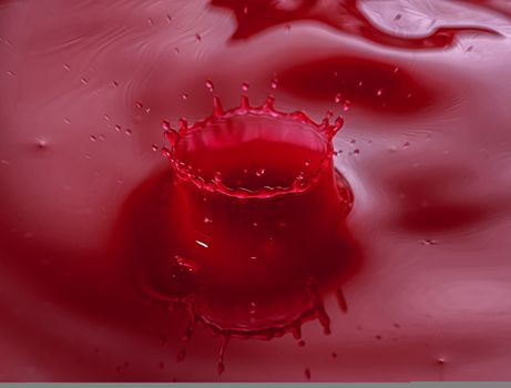 Abstract of Water Drops and droplets, Red Liquid , Copy Space, High speed, crown