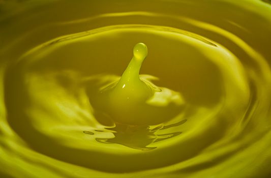 Abstract of Water Drops and droplets, Yellow Liquid , Copy Space, High speed